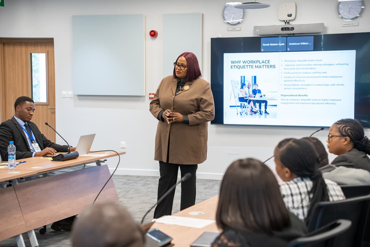 Jamarie leading a professional training session